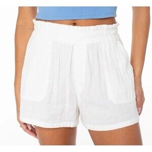 Roxy Women’s So Swell White Beach Swim Cover Up Soft 100% Cotton Shorts M